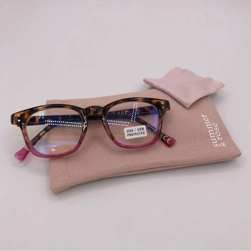Summer & Rose Ombré Recycled Plastic Blue Blockers with Soft Case NEW